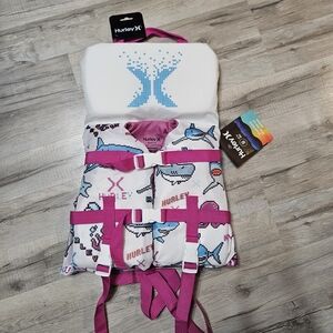 Hurley Kids Floatation Device Swim Vest Ocean Theme Up To 30lbs